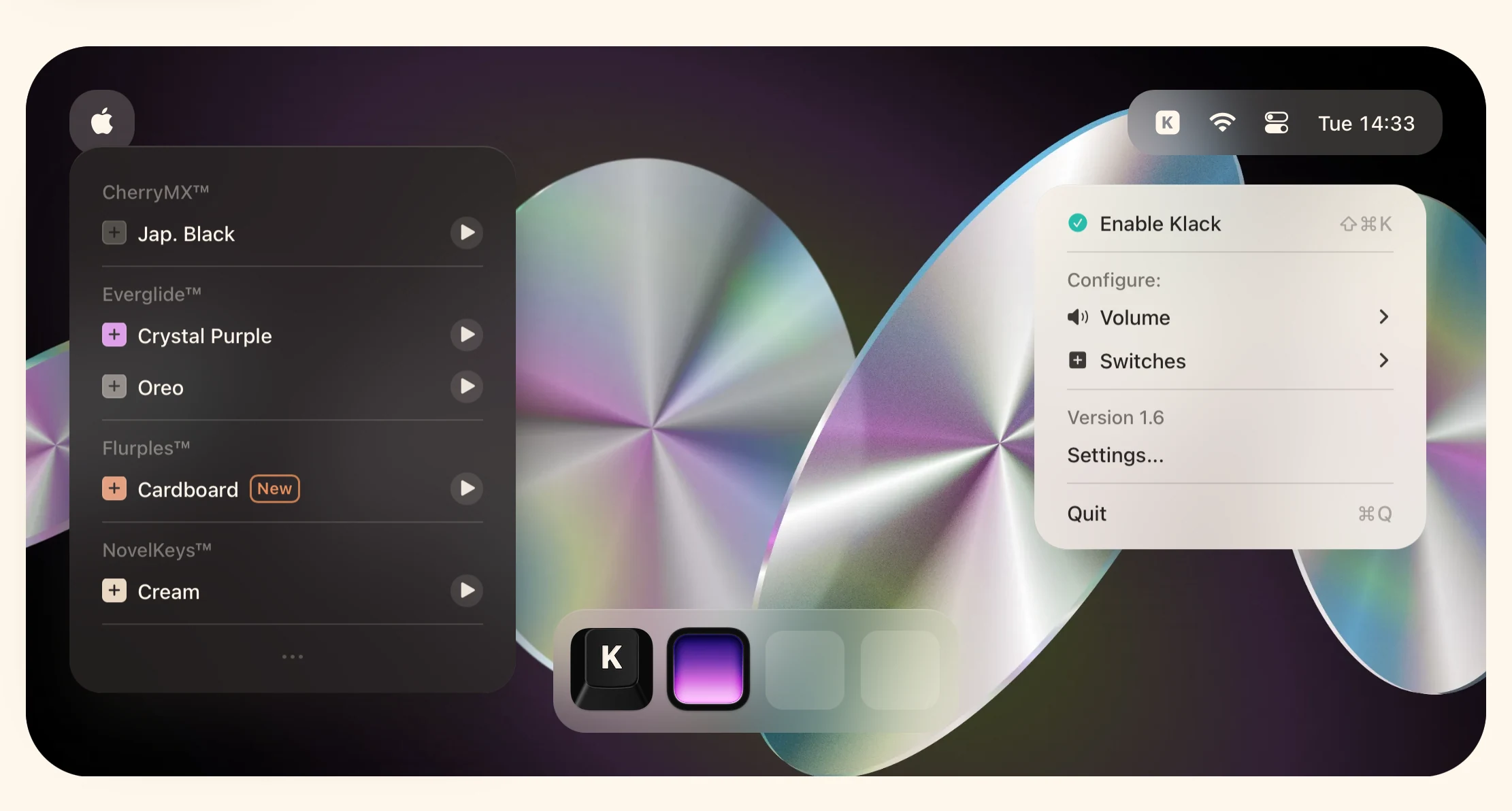 Klack application preview