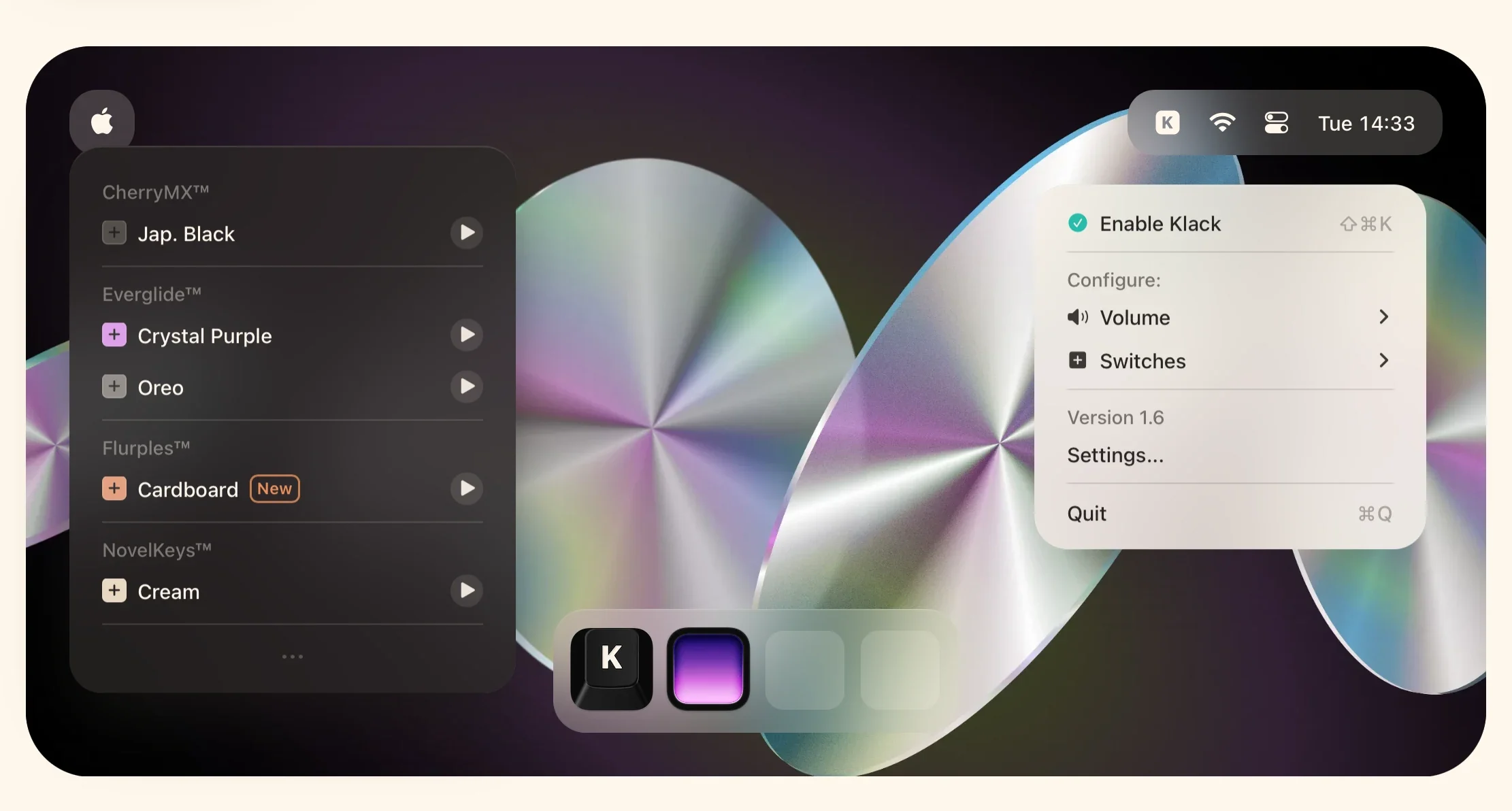 Klack application preview