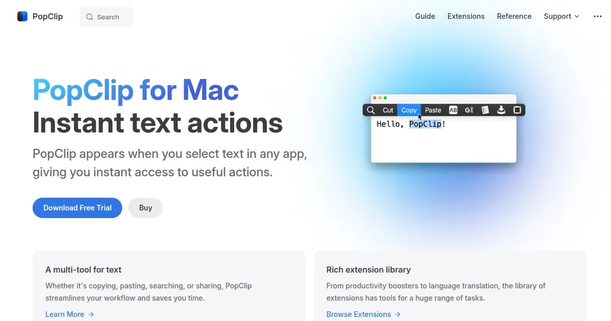 PopClip application preview