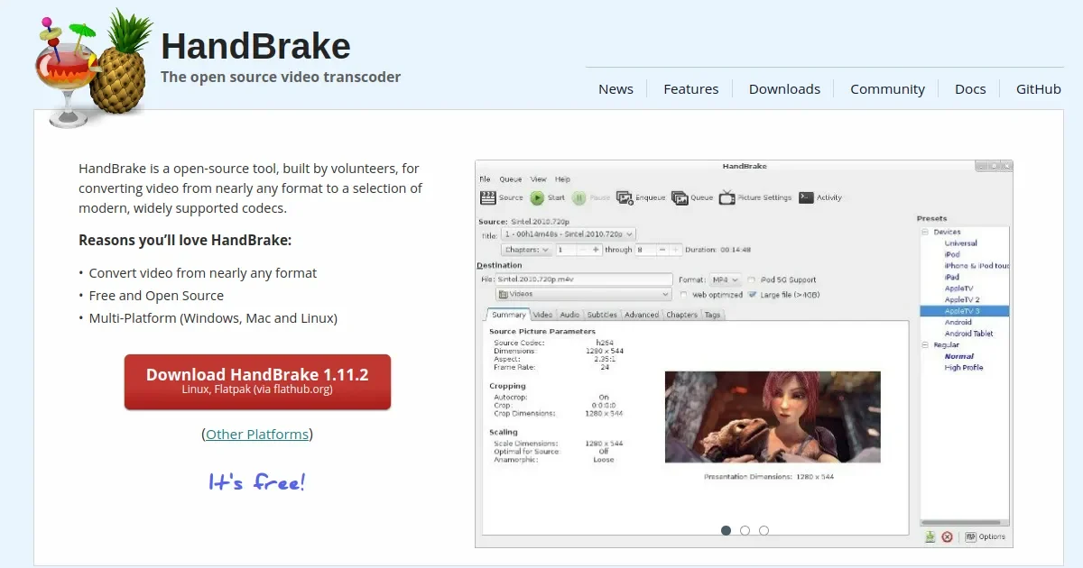 HandBrake application preview