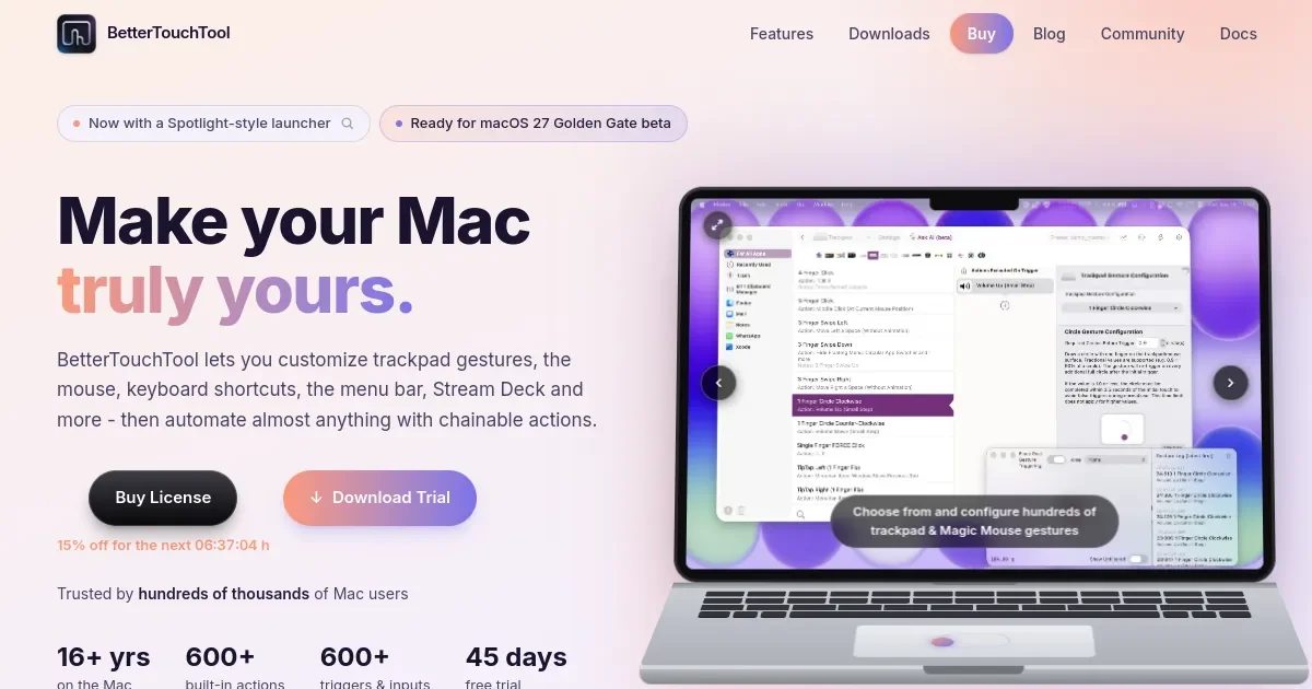 BetterTouchTool application preview