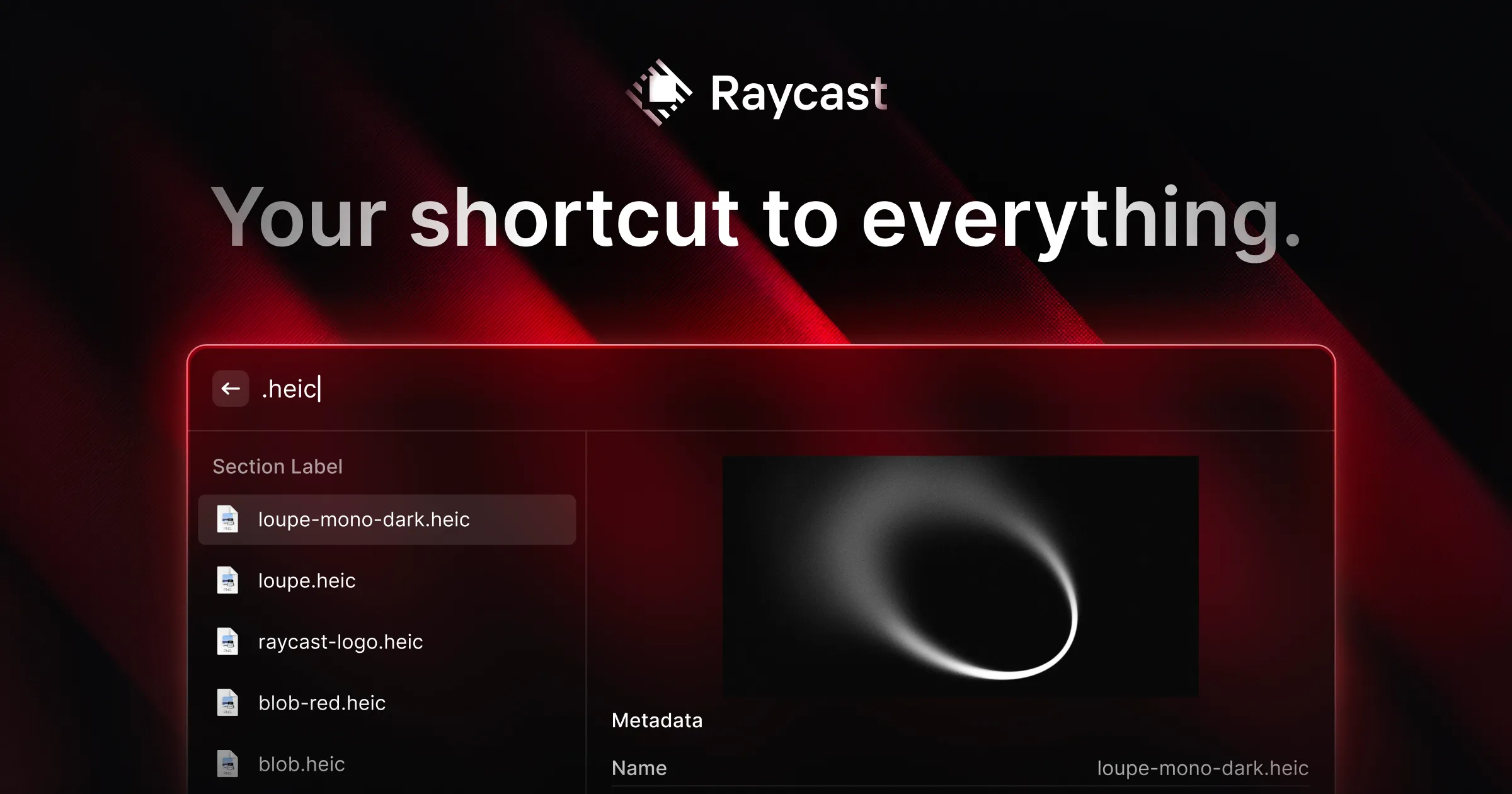 Raycast command interface and product branding