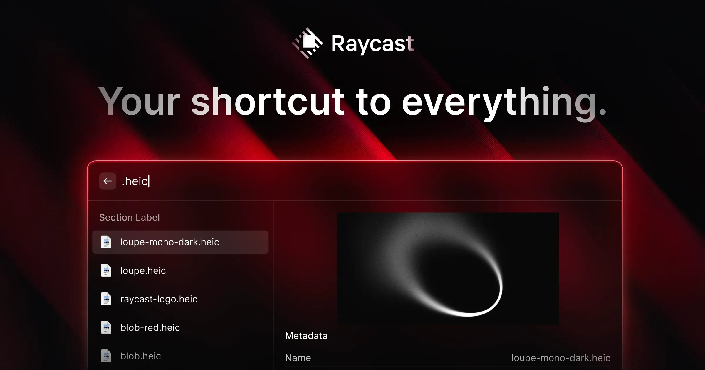Raycast command interface and product branding