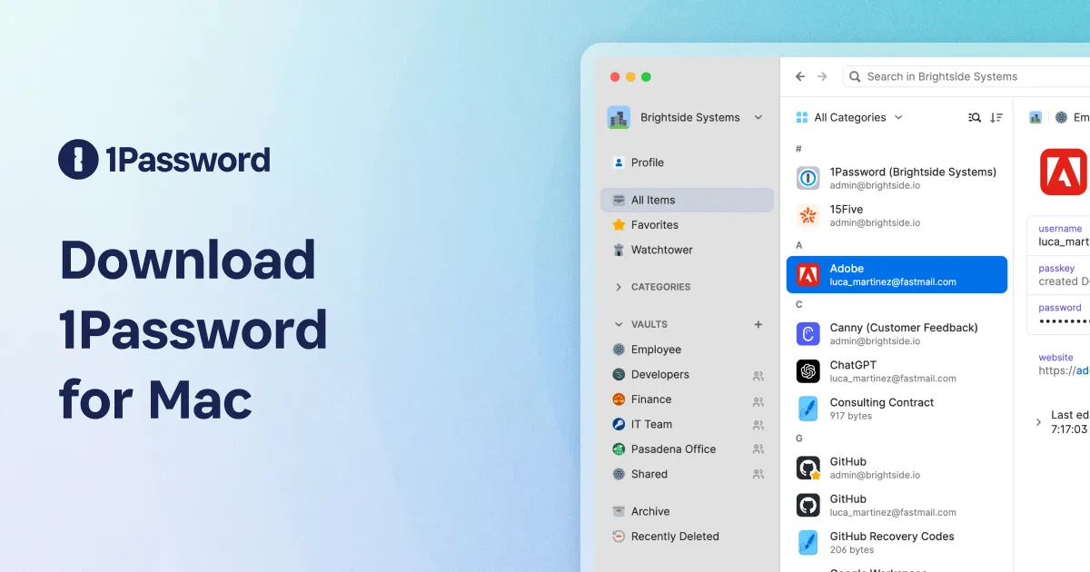 1Password application preview