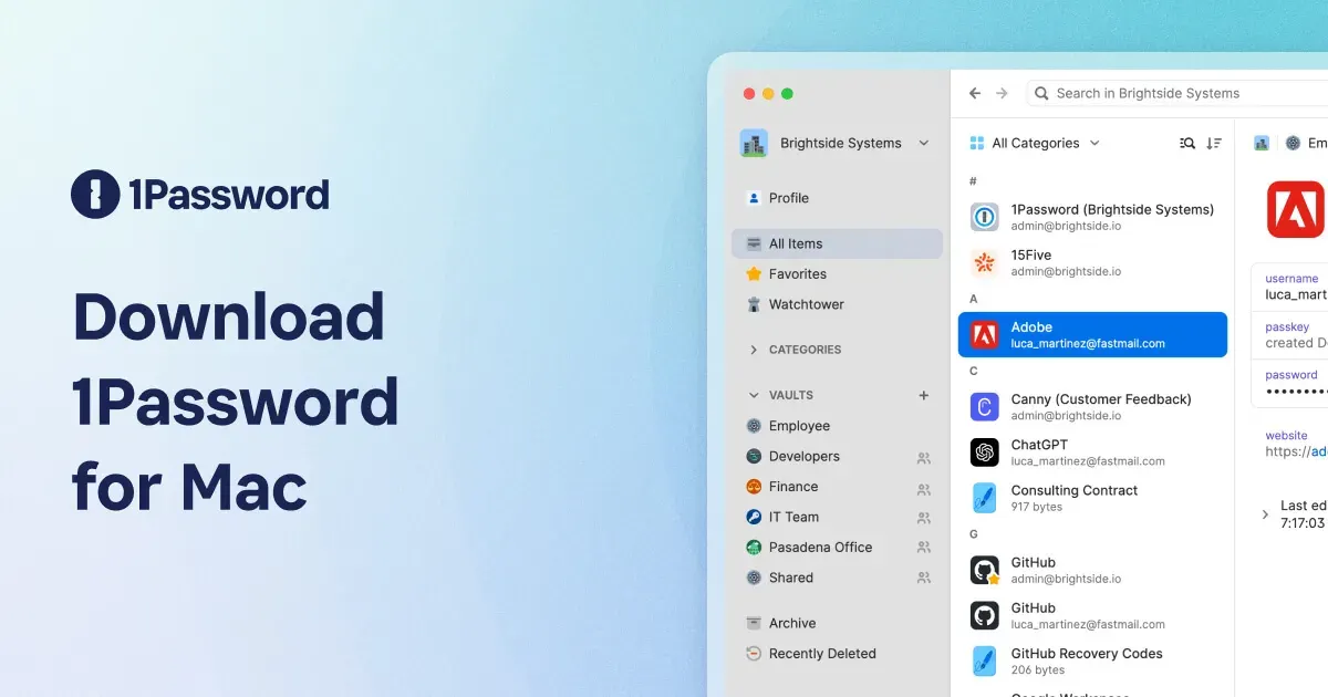 1Password application preview