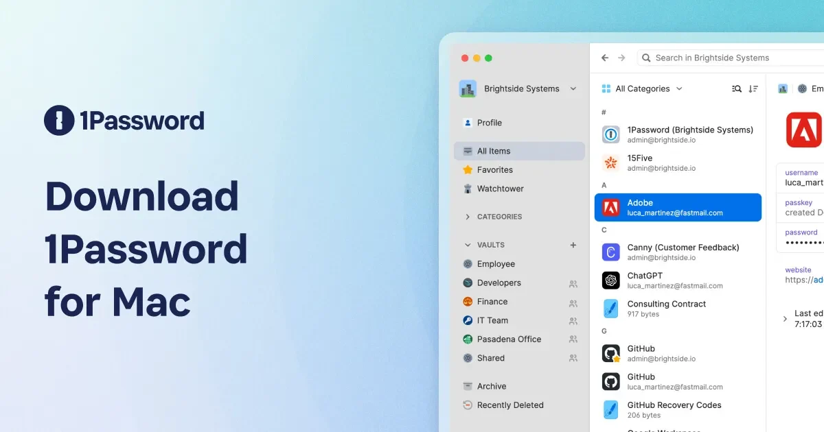 1Password application preview