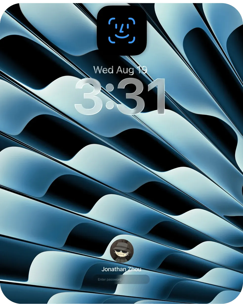 Glance face recognition interface on the Mac lock screen