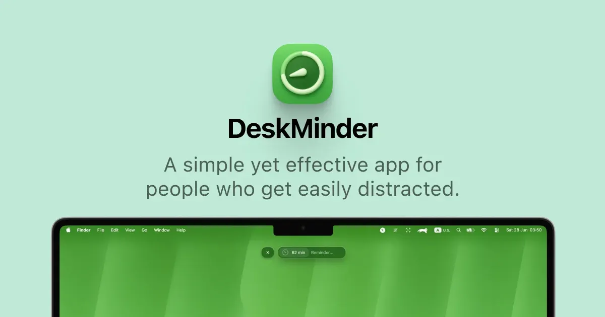 DeskMinder desktop reminder interface