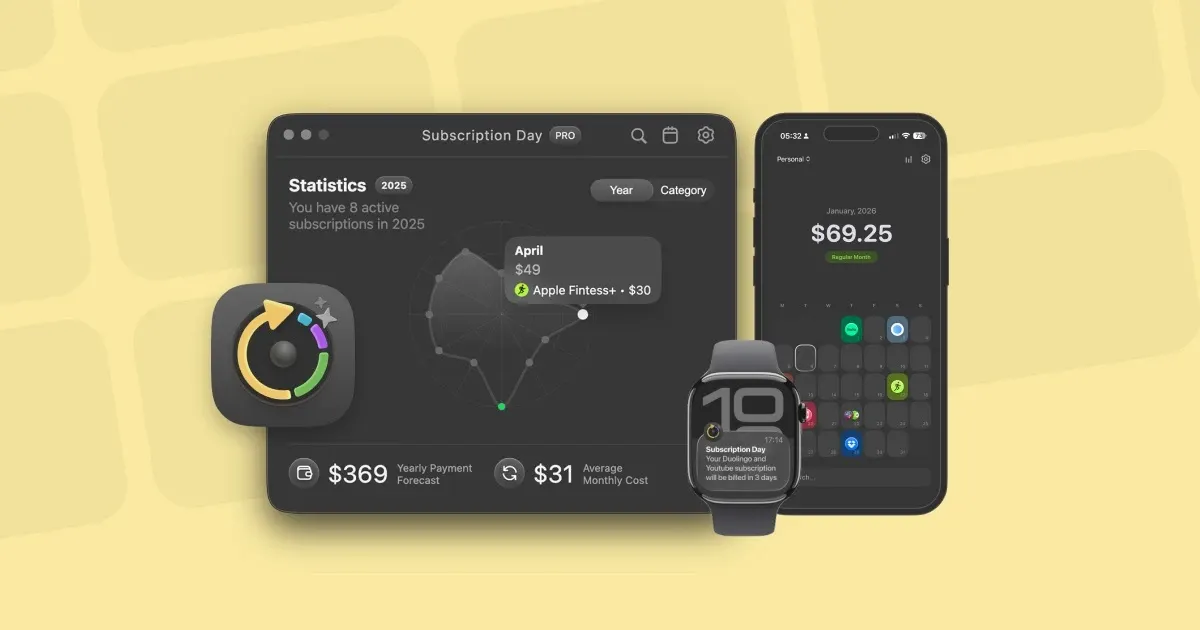 Subscription Day calendar and spending overview