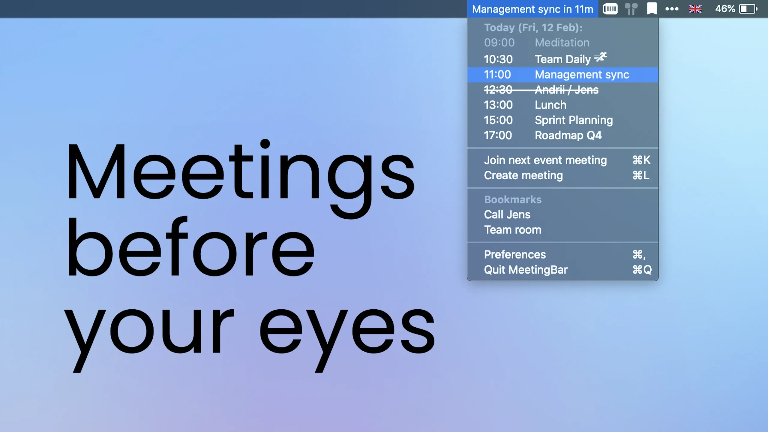 MeetingBar application preview