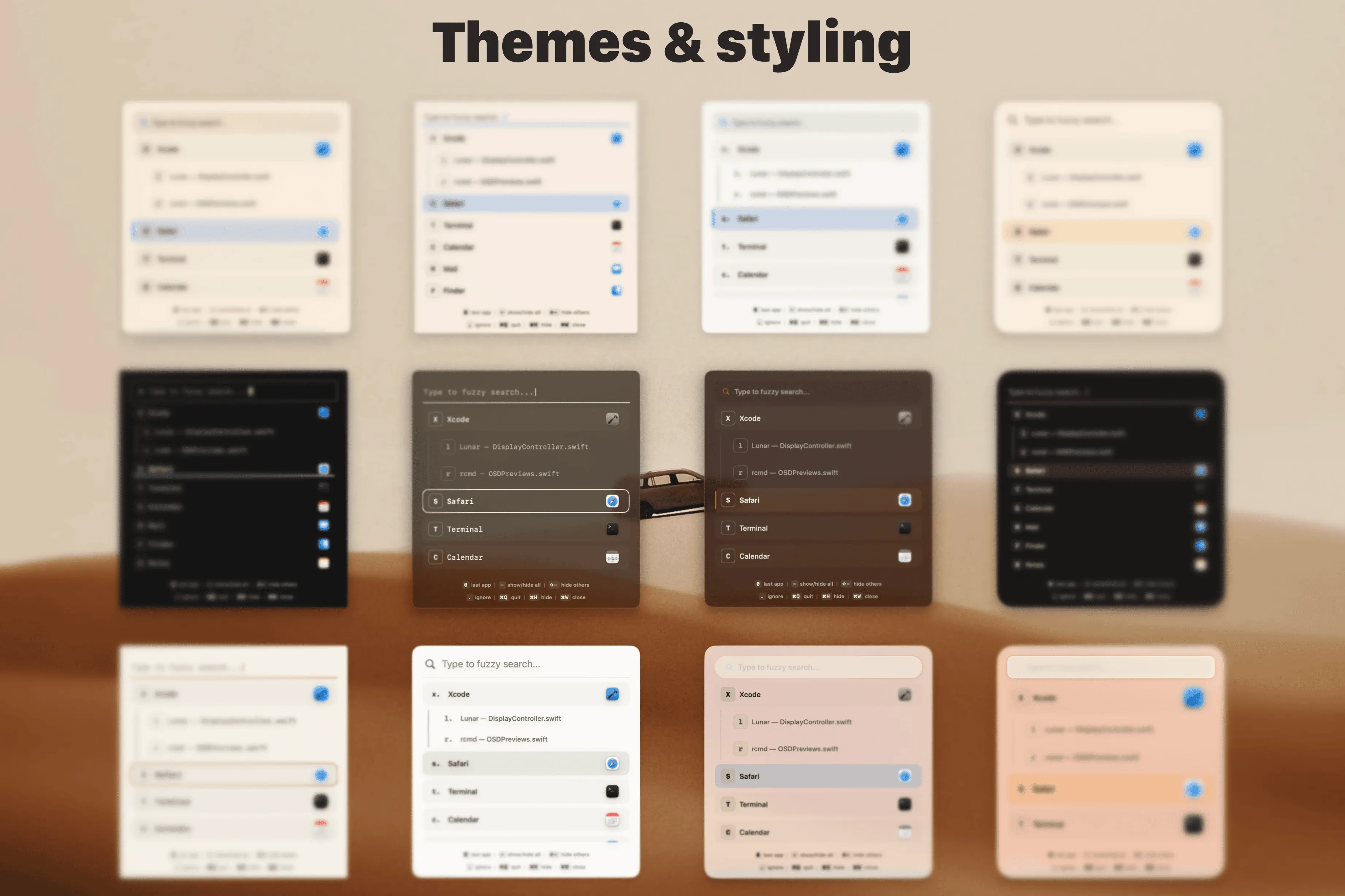 rcmd switcher themes and appearance options