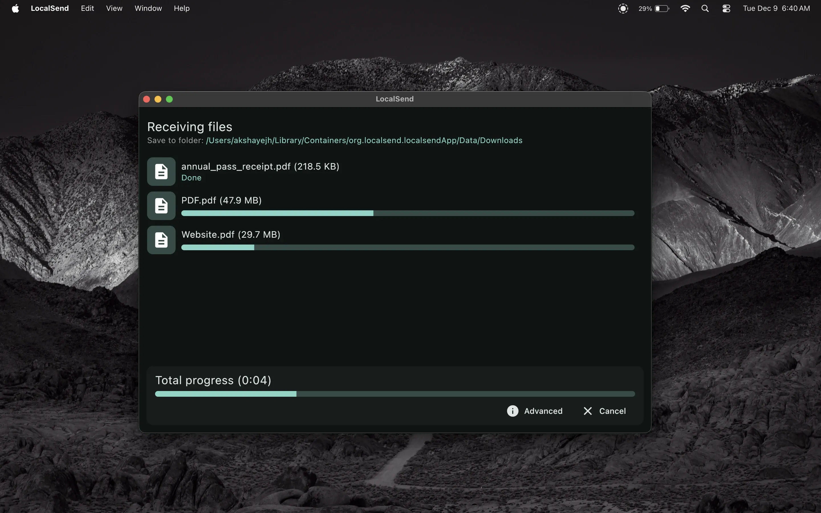 LocalSend application preview