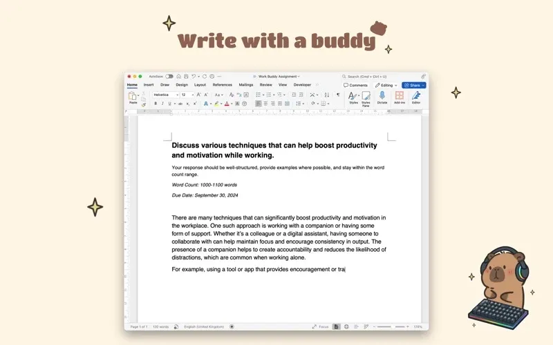 Typibara companion shown on the Mac desktop