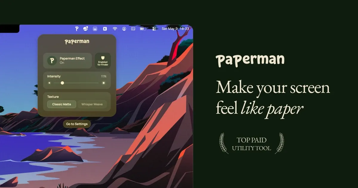 Paperman paper-texture display overlay preview