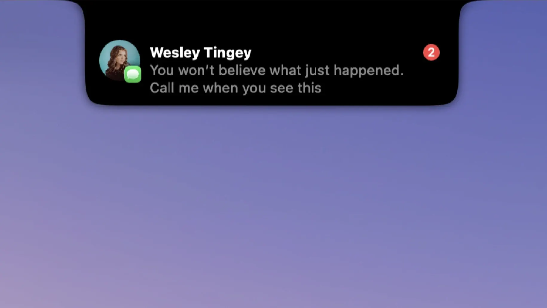 DynamicLake showing a message notification around a MacBook notch